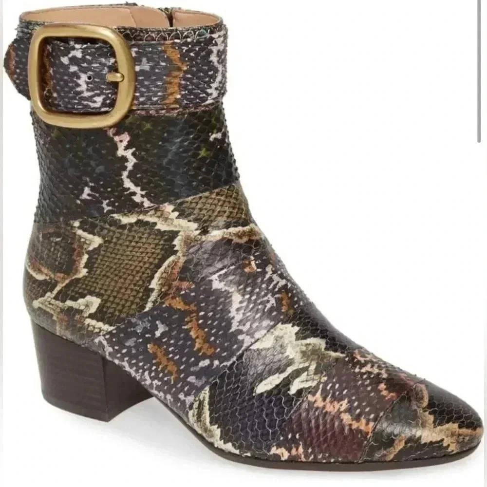 Coach Cassandra Oxblood/ Multicolor Real Snakeskin Booties